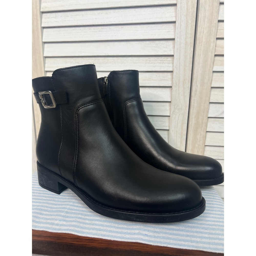 La Canadienne Boots Carlee Black Leather Ankle 37554 Buckle Side Zip Size  8.5M